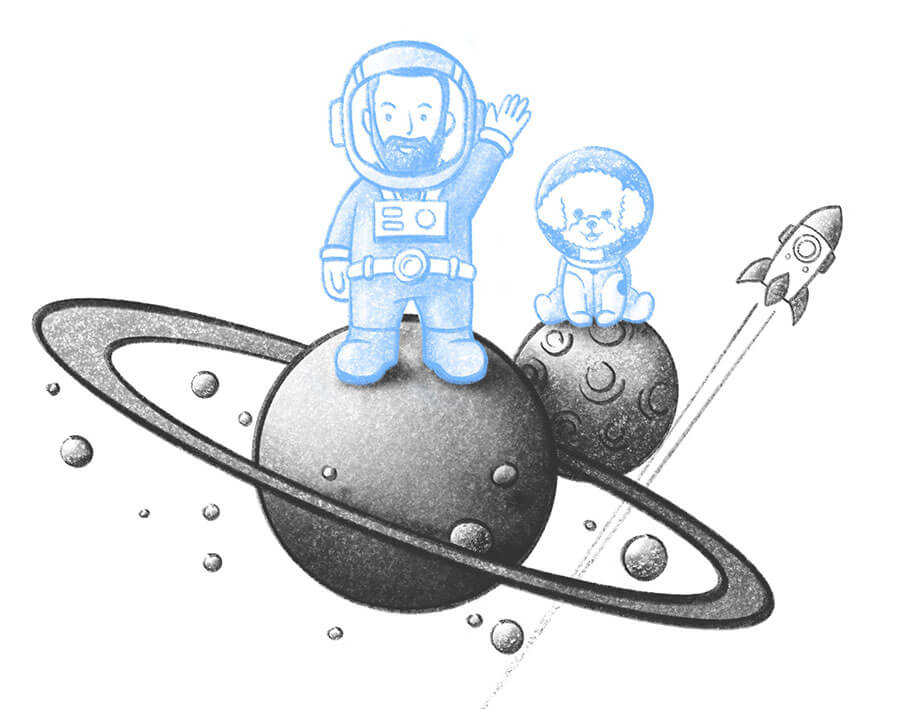 Mathias and Xavi in space